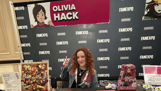 Actress Olivia Hack ('The Brady Bunch Movie', 'Avatar: The Last Airbender', 'Hey Arnold!') at her booth at FAN EXPO Chicago 2026